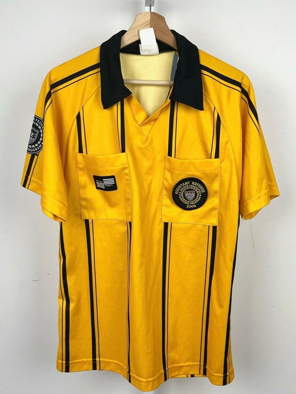 Official Sports S US Soccer Federation Assistant Referee Jersey Striped Yellow